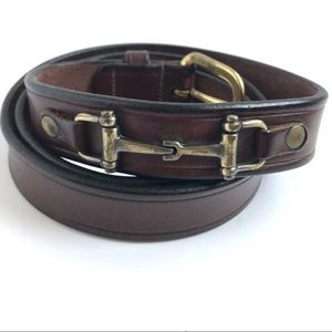 Tory Equestrian Brown Leather Snaffle Bit Belt 32